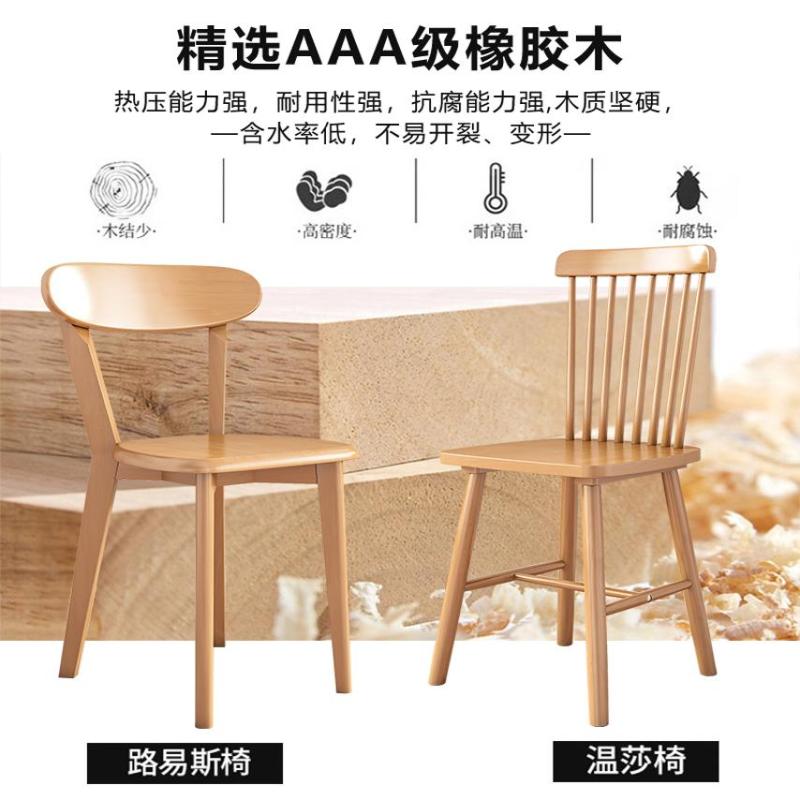 餐桌全实木橡胶木小户型饭桌北欧家用餐桌椅组合高清大图
