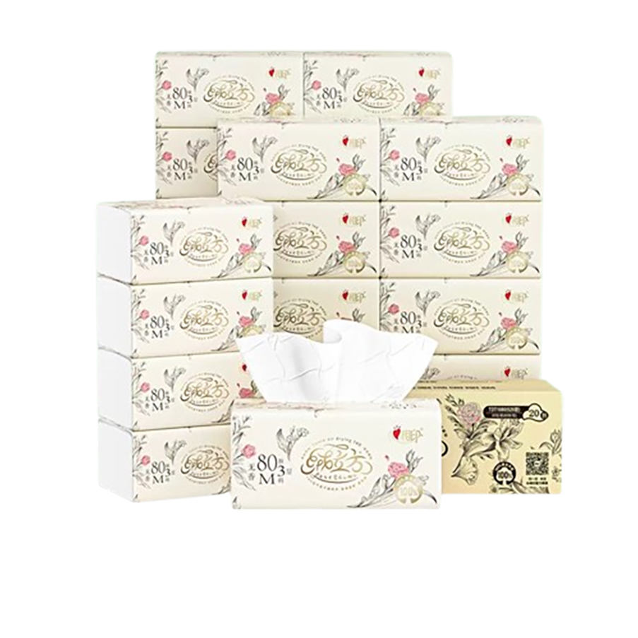 心相印 抽纸 绒立方520款80抽20包三层塑装面巾纸 TDT1080(箱装)