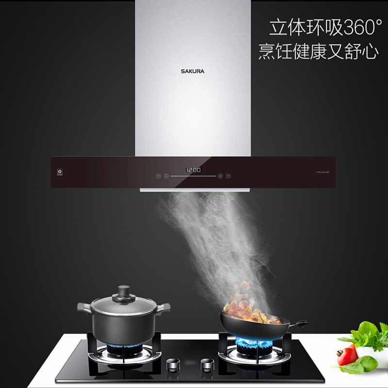 樱花烟灶套餐烟灶套装欧式抽油烟机燃气灶烟机灶具吸油烟机8B01+BDB02+A103触控式18m³ 天然