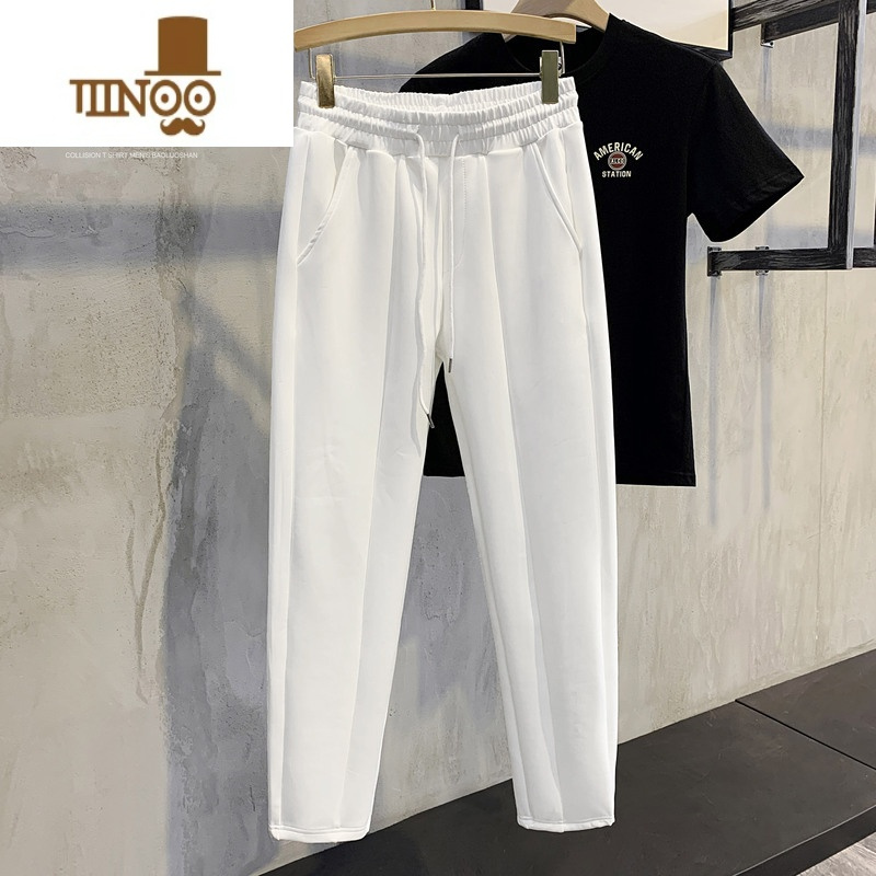 YANXUUD 夏季柔糯太空棉卫衣裤线条感百搭休闲裤男韩版小直筒长裤子