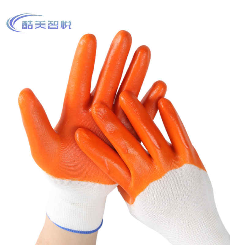 酷美智悦 浸胶pvc+尼龙半挂手套65g每包10双 KM-FH311 包高清大图