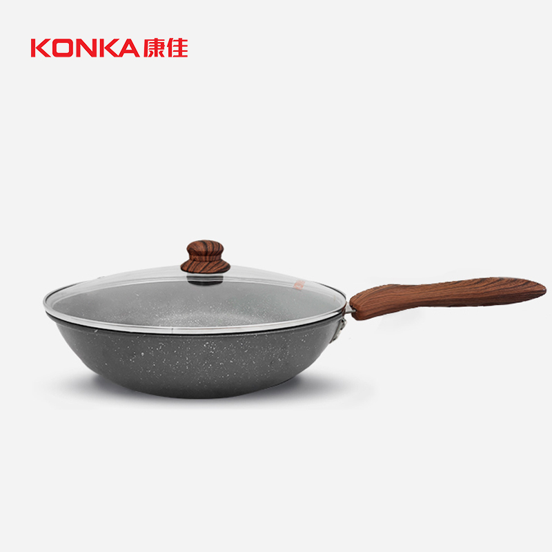 康佳KONKA 不沾麦饭石玻璃盖炒锅30cm KY-CG02M(S)高清大图