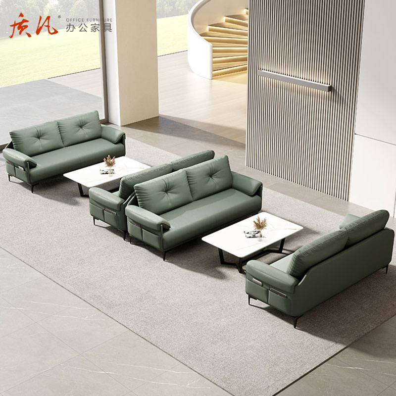 质凡现代简约办公沙发商务会客洽谈沙发 3+1+1组合高清大图