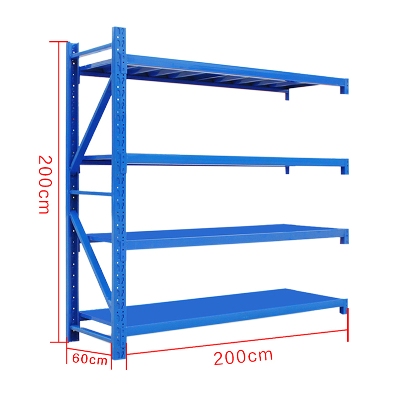 全洛兴承重200kg货架置物架钢制货架蓝色副架长200宽60高200CM
