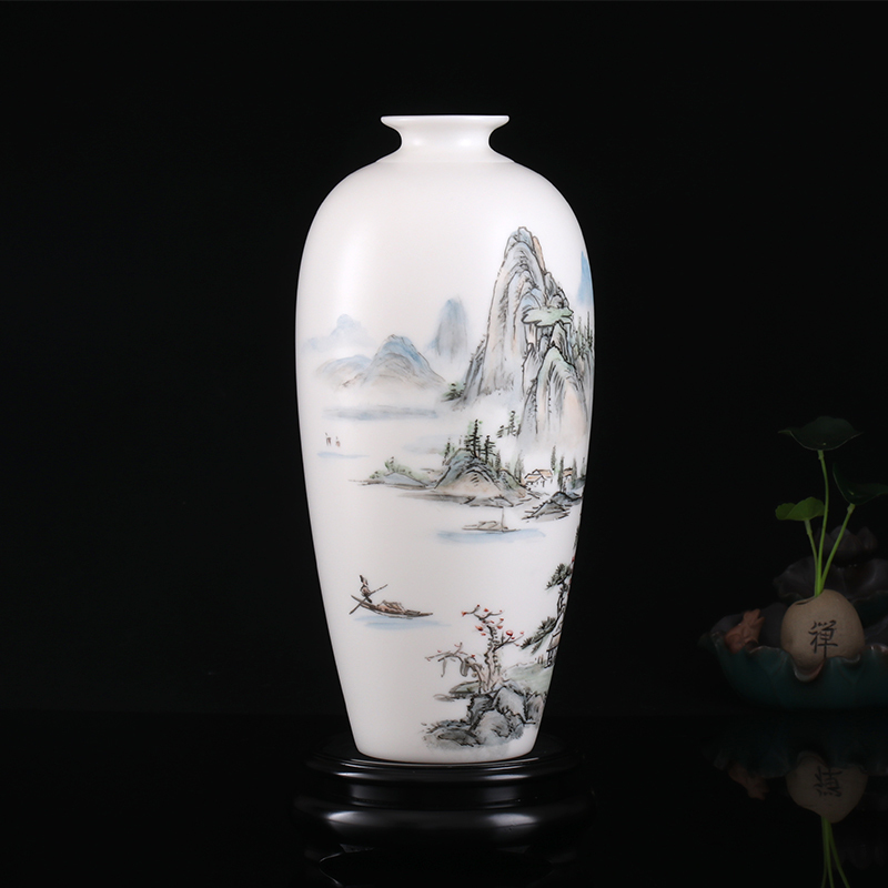 MULTIPOTENT中国白羊脂玉瓷花瓶客厅玄关陶瓷摆件徐宝敬作品-山清水秀一对