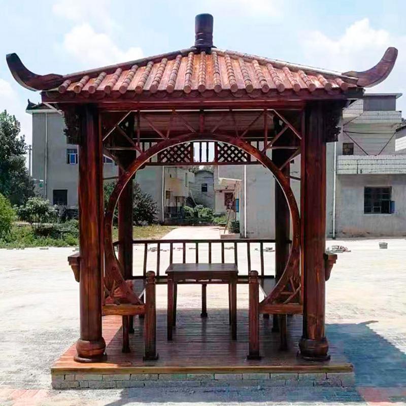 森美人凉亭户外别墅庭院四角六角古建实木碳化防腐木屋花园仿古中式亭子 常规四角凉亭不包邮