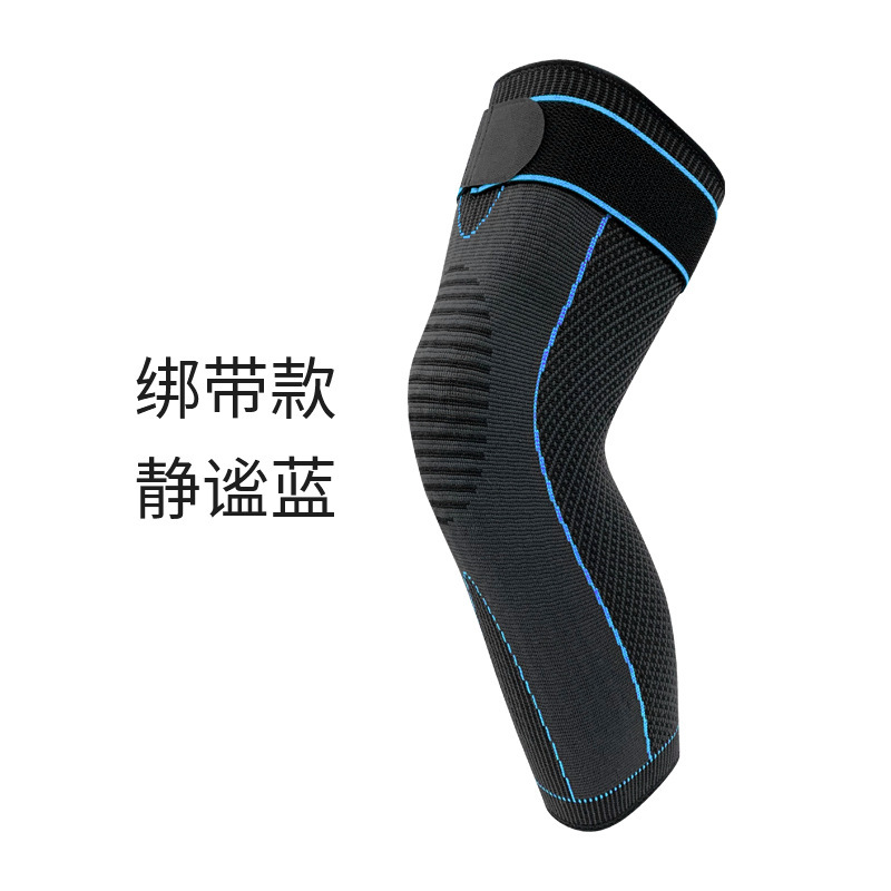 加长保暖护膝针织防滑毛绒绑带加压护膝腿套 一对