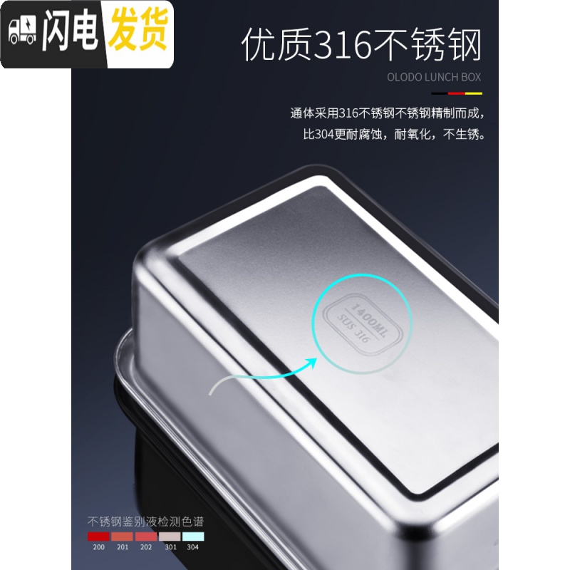 三维工匠保鲜盒316不锈钢便当盒带盖饭盒厨房储物盒冰箱专用密封盒高清大图