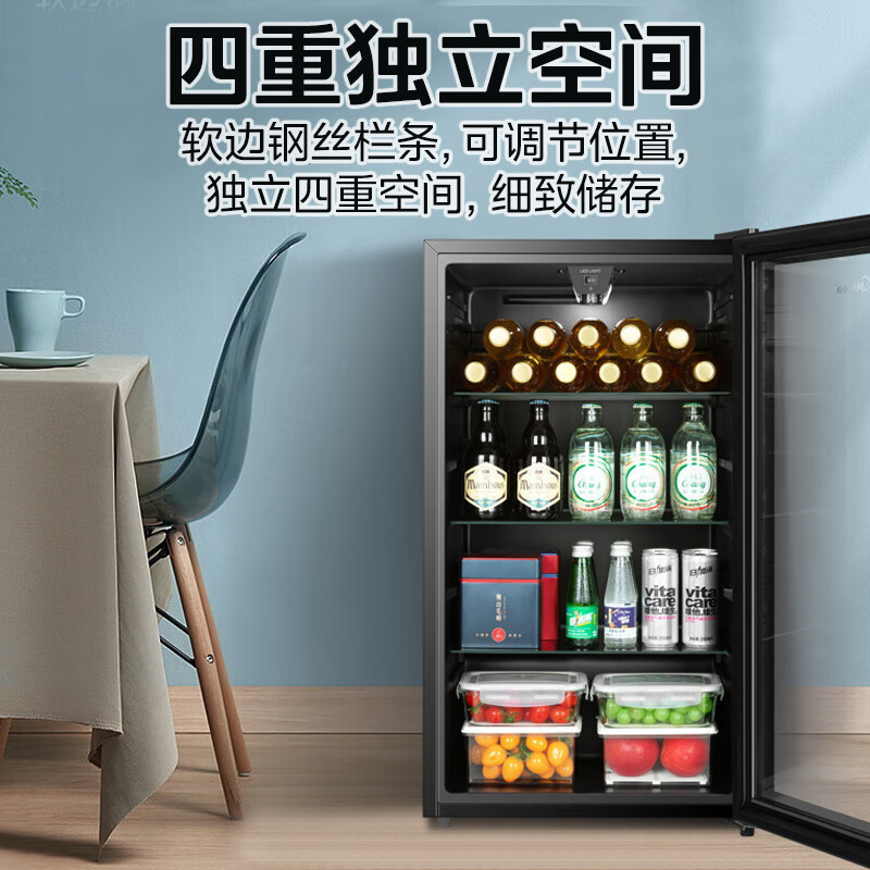 美的(Midea)家用冷藏保鲜展示柜客厅厨房立式玻璃办公室冷柜一级节能省电低音酒柜冰吧 95升 一级能效 LC-95GM
