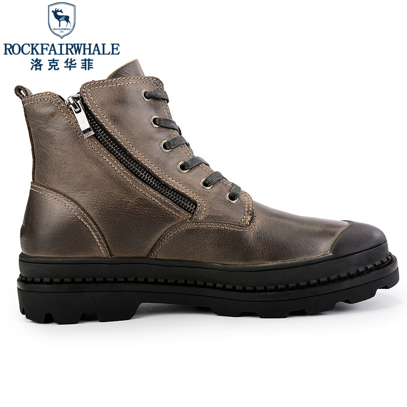 Rock Fairwhale洛克华菲 马丁靴男高帮时尚韩版男士休闲男鞋潮流棉鞋男户外工装雪地牛皮厚底新品男靴