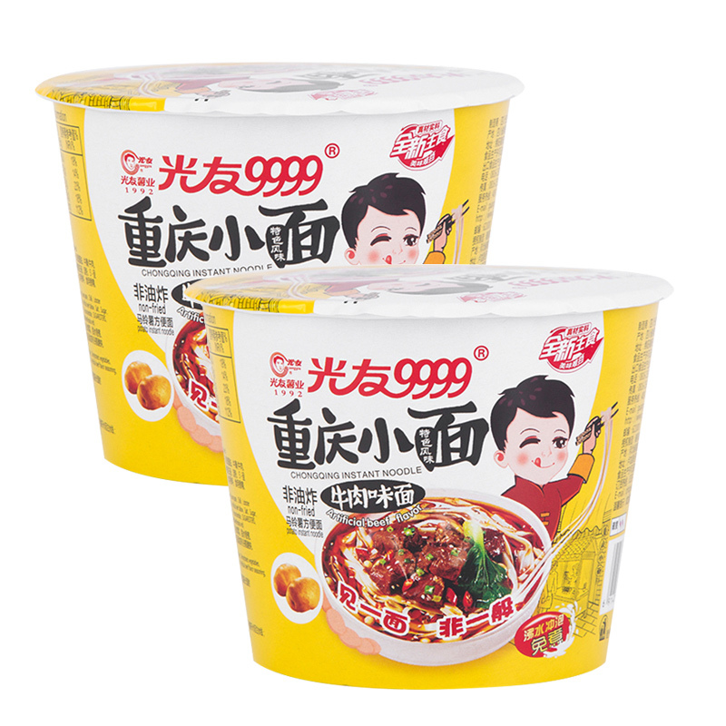 光友 重庆小面 (红薯方便面)牛肉味 105g/桶 12桶装 正宗重庆特色小面非油炸方便泡面干拌炸酱