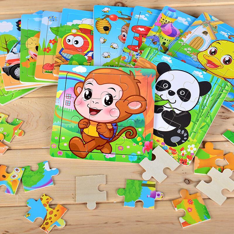 宝宝幼儿童积木质拼图256岁早教玩具男女孩积木迪士尼铁盒