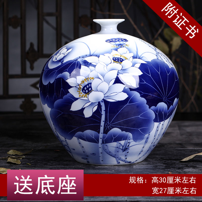 景德镇陶瓷器手绘青花瓷花瓶 客厅电视柜家居装饰工艺品瓷器摆件 三维工匠高清大图