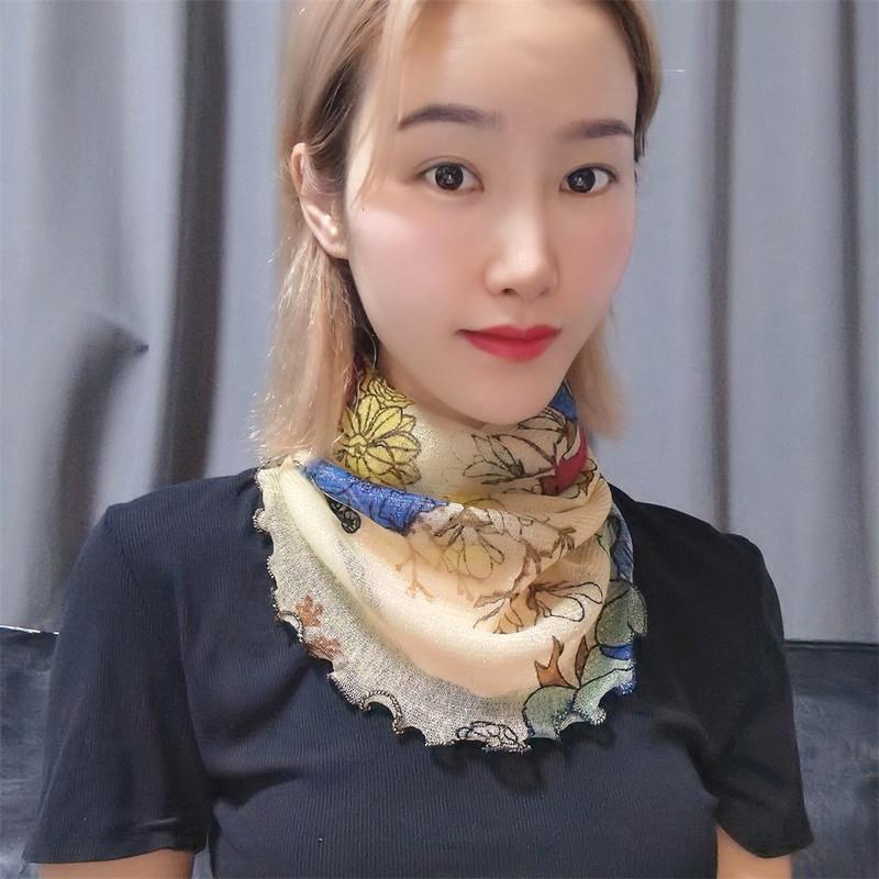 金花链条+同款随机一条 苏杭丝巾外贸尾单专柜撤柜大牌桑蚕丝真丝羊绒羊毛围巾披肩丝巾