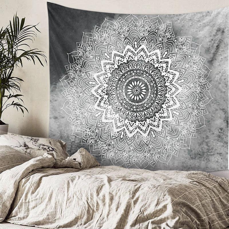 美帮汇曼陀罗印度波西米亚床头挂布墙壁装饰挂毯瑜伽壁毯隔断帘 图一150*200(送星灯+粘钩)高清大图