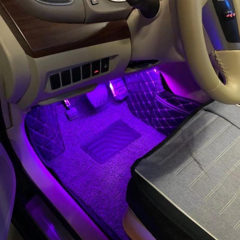 汽车装饰灯车内气氛灯脚底氛围灯led八彩声控音乐节奏气氛灯 遥控八彩