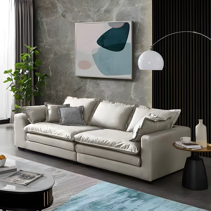 欧梵森 沙发 意式极简轻奢科技布沙发现代简约大小户型直排乳胶颗粒羽绒免洗北欧客厅家具家居布艺沙发高清大图