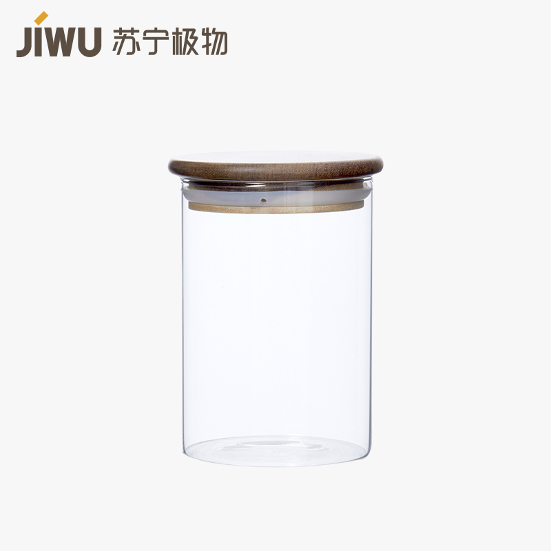 苏宁极物 高硼硅玻璃储物罐大小号密封罐杂粮储物收纳罐食品样品展示罐透明玻璃瓶广口储藏瓶