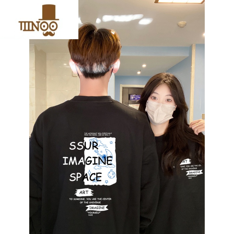 YANXU超火情侣卫衣2023新款圆领ins复古风男女宽松潮牌加绒外套高清大图