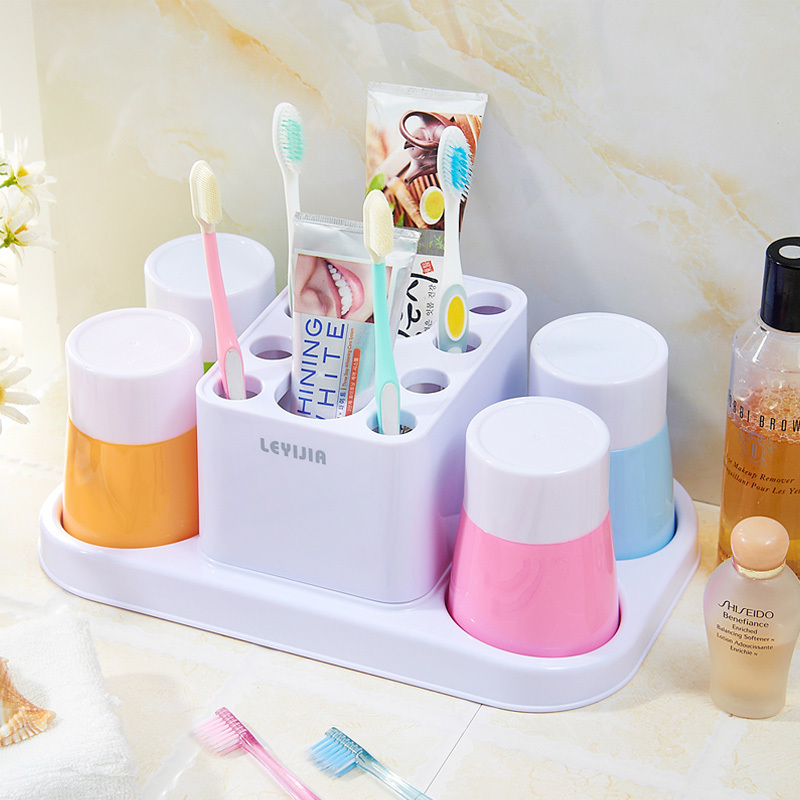 四口之家洗漱套装牙刷架套装漱口杯刷牙杯牙缸盒牙刷架