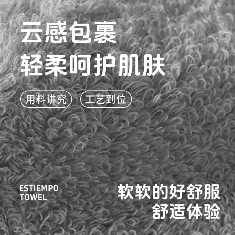 东纺拾光(EsTiempo)ES1005云感亲肤抗菌长绒棉毛巾34*74cm 140g 铂银灰图片