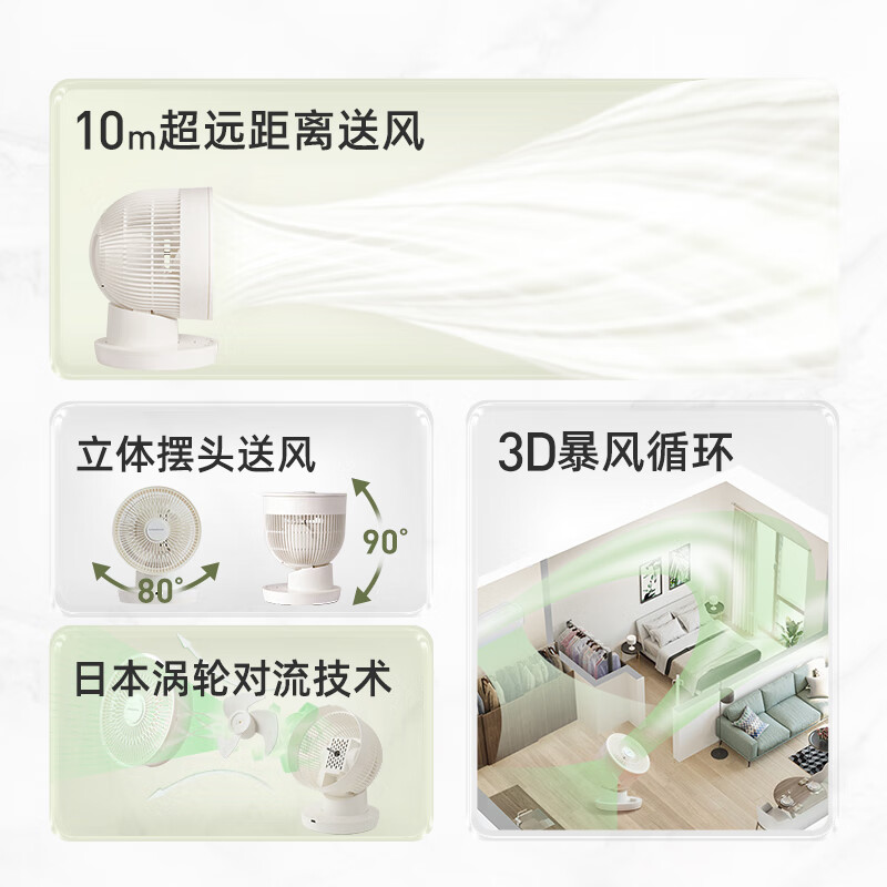 amadana艾曼达空气循环扇家用电风扇摇头台式电扇大风力台扇办公室宿舍桌面 A-FC007R 遥控定时/加香薰驱蚊液高清大图
