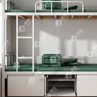 居将 制式营具双人床营房宿舍铁架床双层高低床上下铺钢制组合床公寓床含床下柜