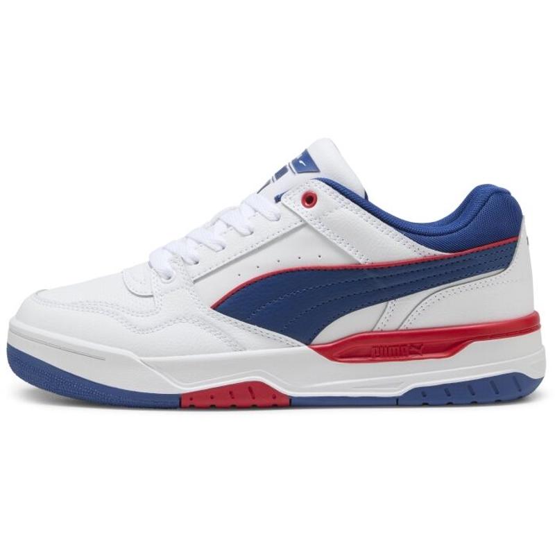 彪马(Puma)复古篮球风PU网布男子休闲运动鞋柔软缓震日常百搭训练 white_(white_/_blue_/_red) 44.5