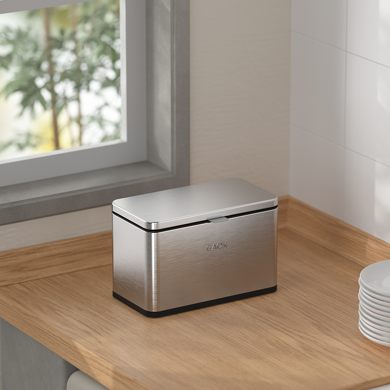 GAOK厨房垃圾桶挂式折叠家用桌面收纳筒壁挂式轻奢厕所高清大图