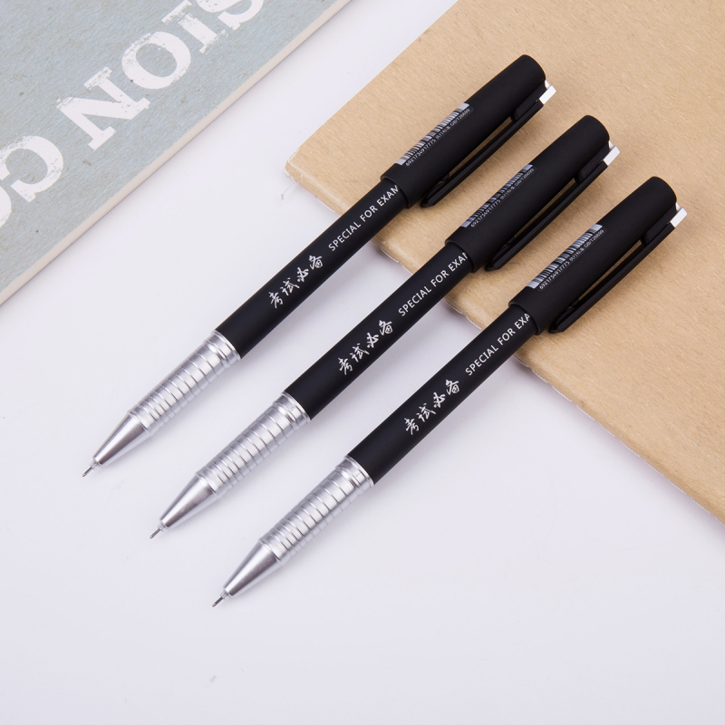 得力S106考试用中性笔 全针管炭黑色0.5mm 签字笔 12支/盒