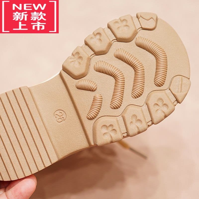 可莉允宝宝二棉鞋冬款英伦风女童短靴时尚大童靴子加绒小孩网红百搭皮靴图片