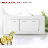 [官方旗舰店]德力西开关插座 118型电源墙壁开关 三开 单控开关 3个按键 面板