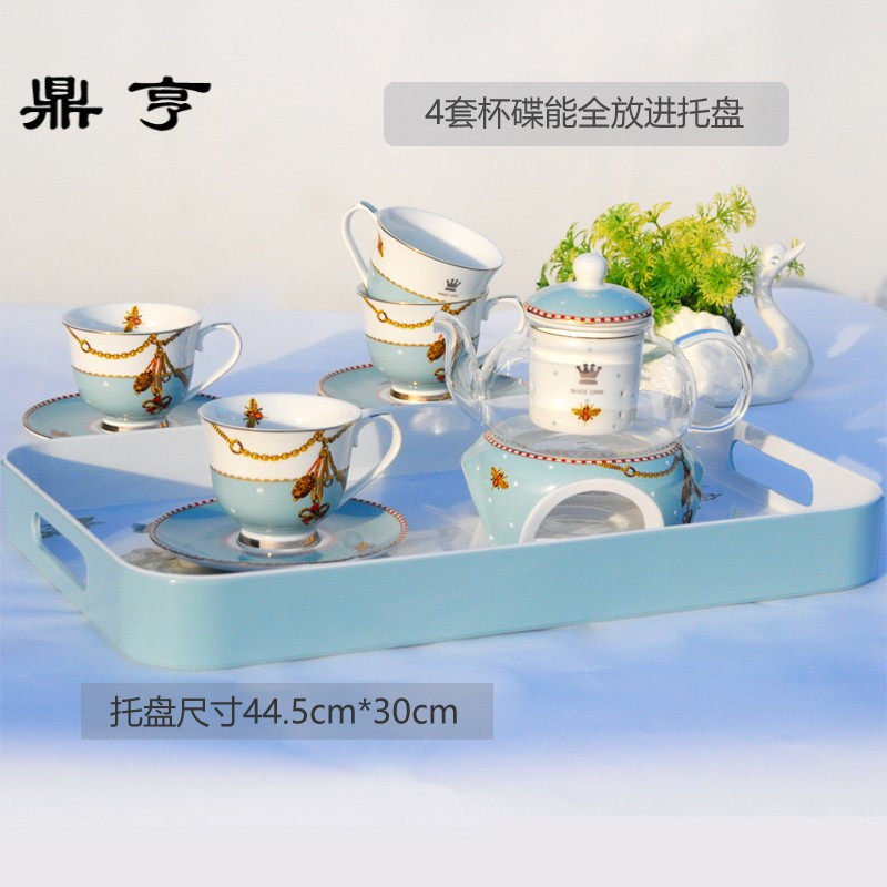 鼎亨欧式陶瓷花茶壶耐热玻璃英式下午茶家用蜡烛加热水果茶具茶杯
