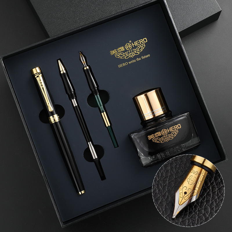 英雄hero钢笔h707成人男士女生学生款英雄牌练字签字礼品墨水笔礼盒