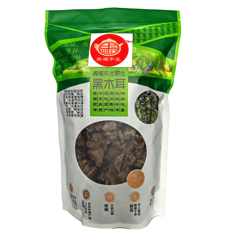 龚福干菜 南北货 龚福东北野生黑木耳375g/袋