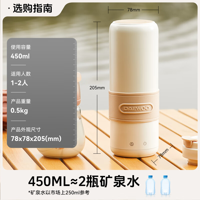 大宇(DAEWOO) D12 恒温水杯 无线便携式调奶器保温恒温水杯热水壶婴儿温奶外出冲泡奶神器高清大图