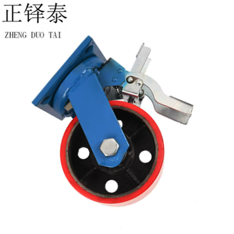 重型铁芯聚氨酯轮 刹车万向轮6寸150mm高清大图