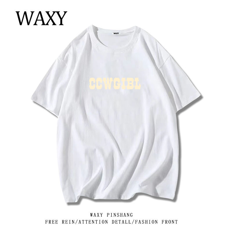WAXY短袖T恤女学生宽松圆领套头上衣服休闲慵懒风打底衫薄款女装