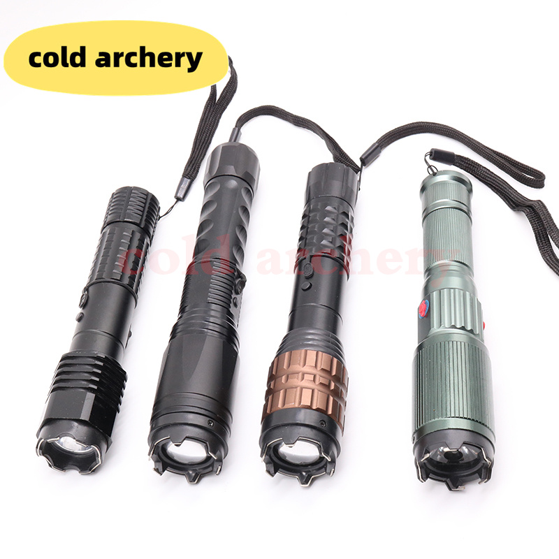 新款车载充电多功能手电筒 电棒 高压电棍 夜行电棍 厂房小区住宅安保安防保安巡逻手电筒器材 防爆强光电 单身女士自卫手电高清大图