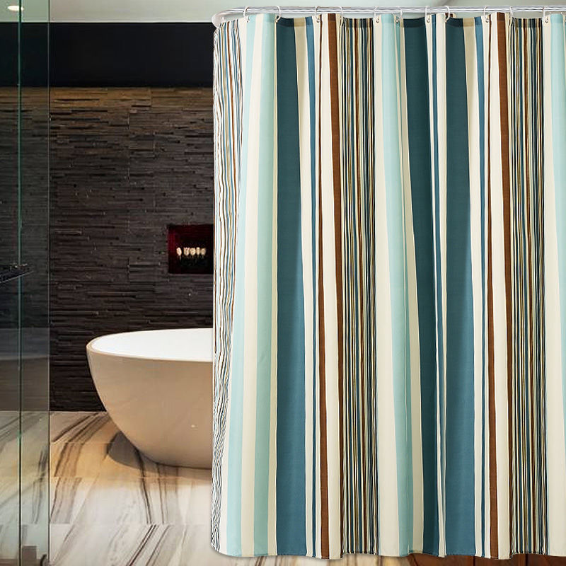 浴室浴帘卫生间隔断帘涤纶布加厚防水防霉浴帘杆套装印花
