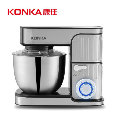 康佳(KONKA)KM-902厨师机家用和面机多功能揉面机搅拌机打蛋器料理机电子式旋钮式 闪亮银五合一