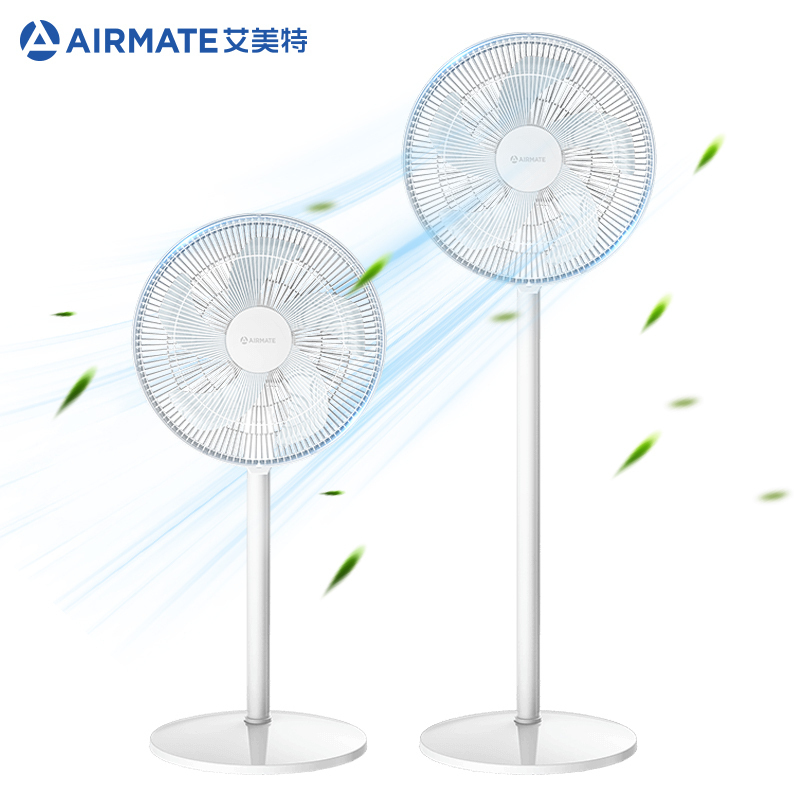艾美特(AIRMATE)电风扇落地扇家用节能台立式摇头强力大风量学生宿舍办公室风扇 白色五叶遥控款CS40-R34电风扇