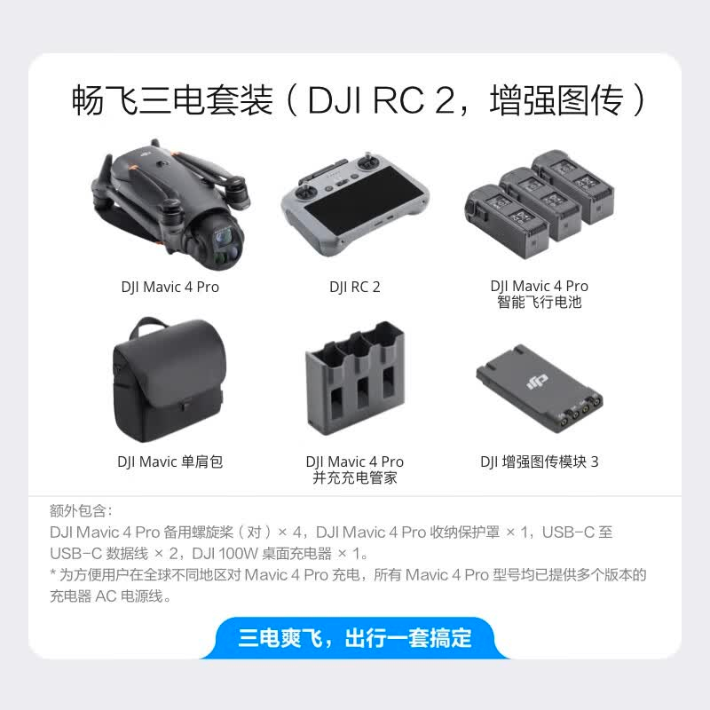 大疆 DJI Mavic 4 Pro 御4Pro 三摄旗舰影像航拍机1亿像素 畅飞三电套装(DJI RC 2,增强图传)高清大图