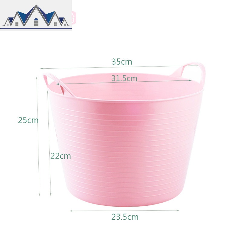 玩具收纳桶收纳篮塑料桶脏衣篮宝宝洗澡桶衣服桶储水桶洗衣桶洗脚 三维工匠 12L北欧粉收纳篮