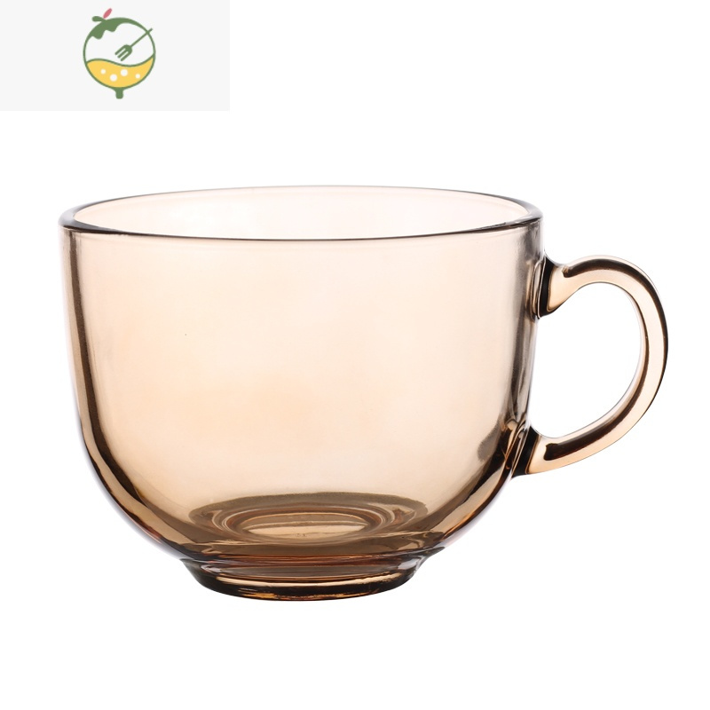 yichengins风网红茶色玻璃杯女大容量燕麦杯早餐杯带把牛奶杯家用水