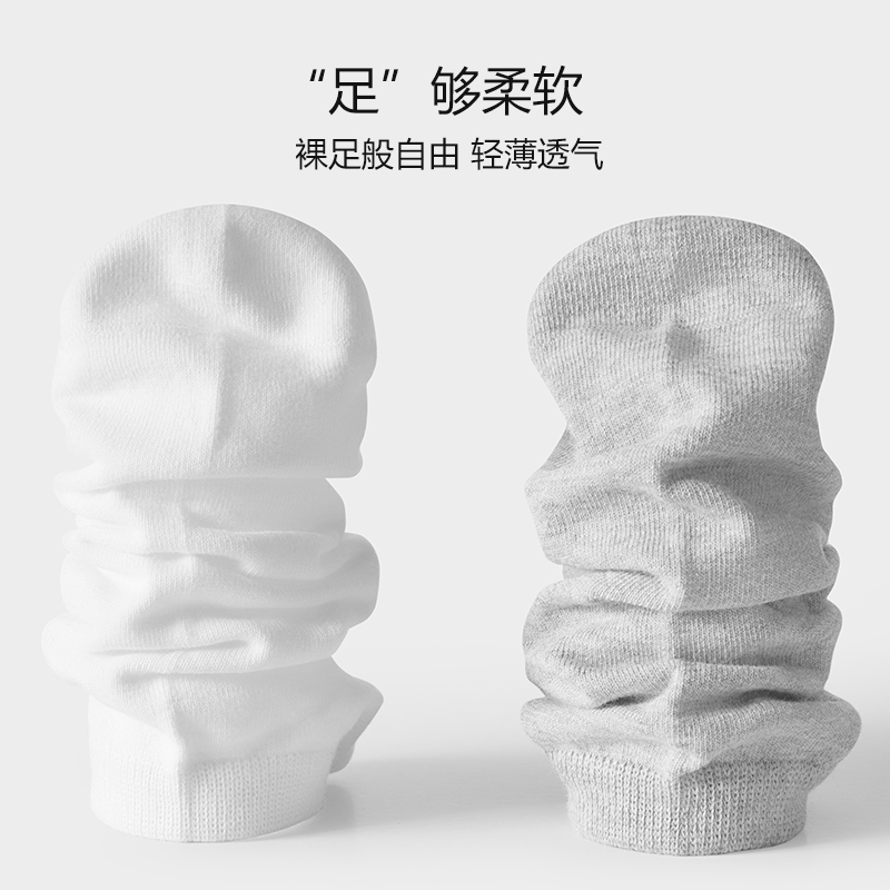 花花公子袜子男士夏季纯棉白色短袜全棉抗菌防臭吸汗透气船袜夏款高清大图