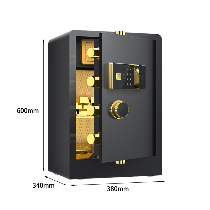 臻远ZY-NW-BXGS-37全钢实心保险柜办公防盗保险箱 高60cm带轮子黑色指纹款高清大图