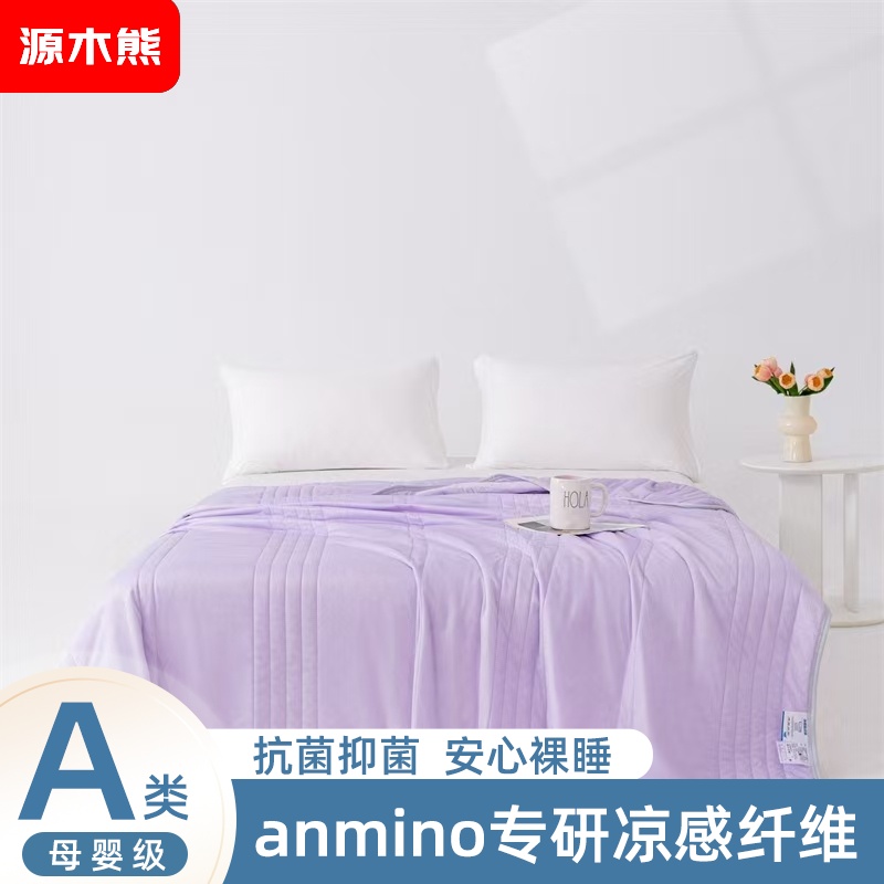 源木熊凉感丝冰淇淋抗菌空调被夏凉被灰色(尺寸:1.8*2米)礼盒款紫色XS高清大图