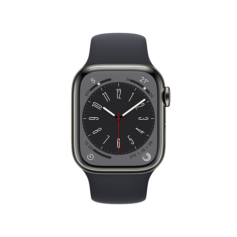 Apple Watch Series 8 智能手表(GPS+蜂窝版) 41mm 石墨色不锈钢表壳 午夜色运动型表带