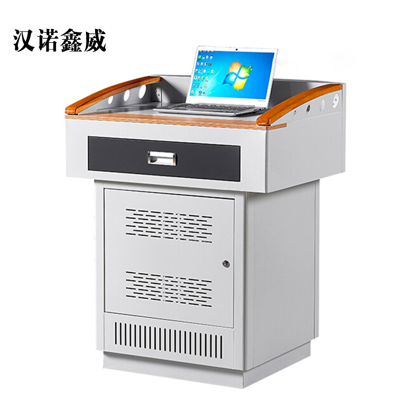 汉诺鑫威学校多媒体讲台钢制讲台演讲台中控讲台办公桌操作台800*680*1000mm(钢面款)【不含显示屏】
